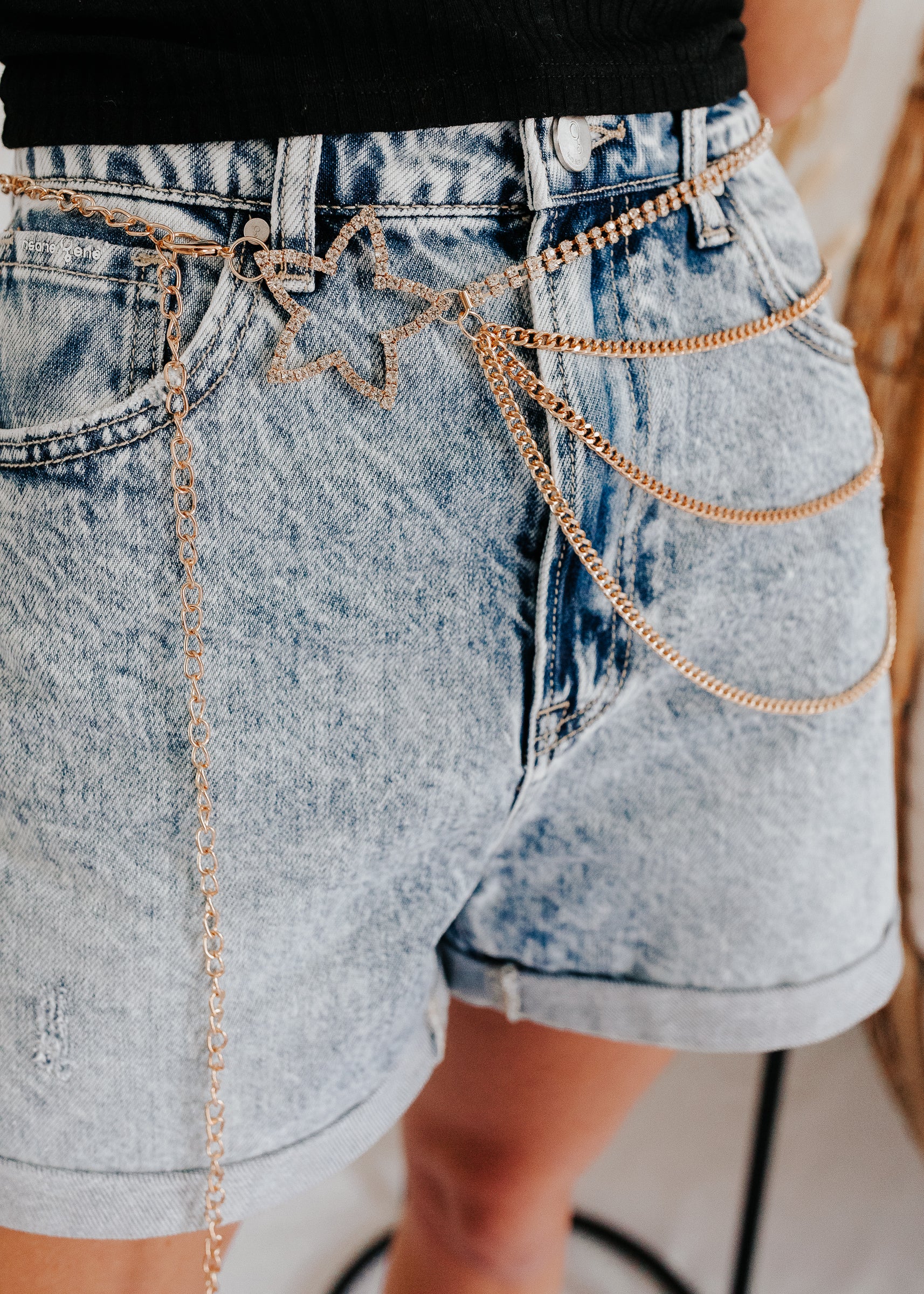 gold chain layered belt