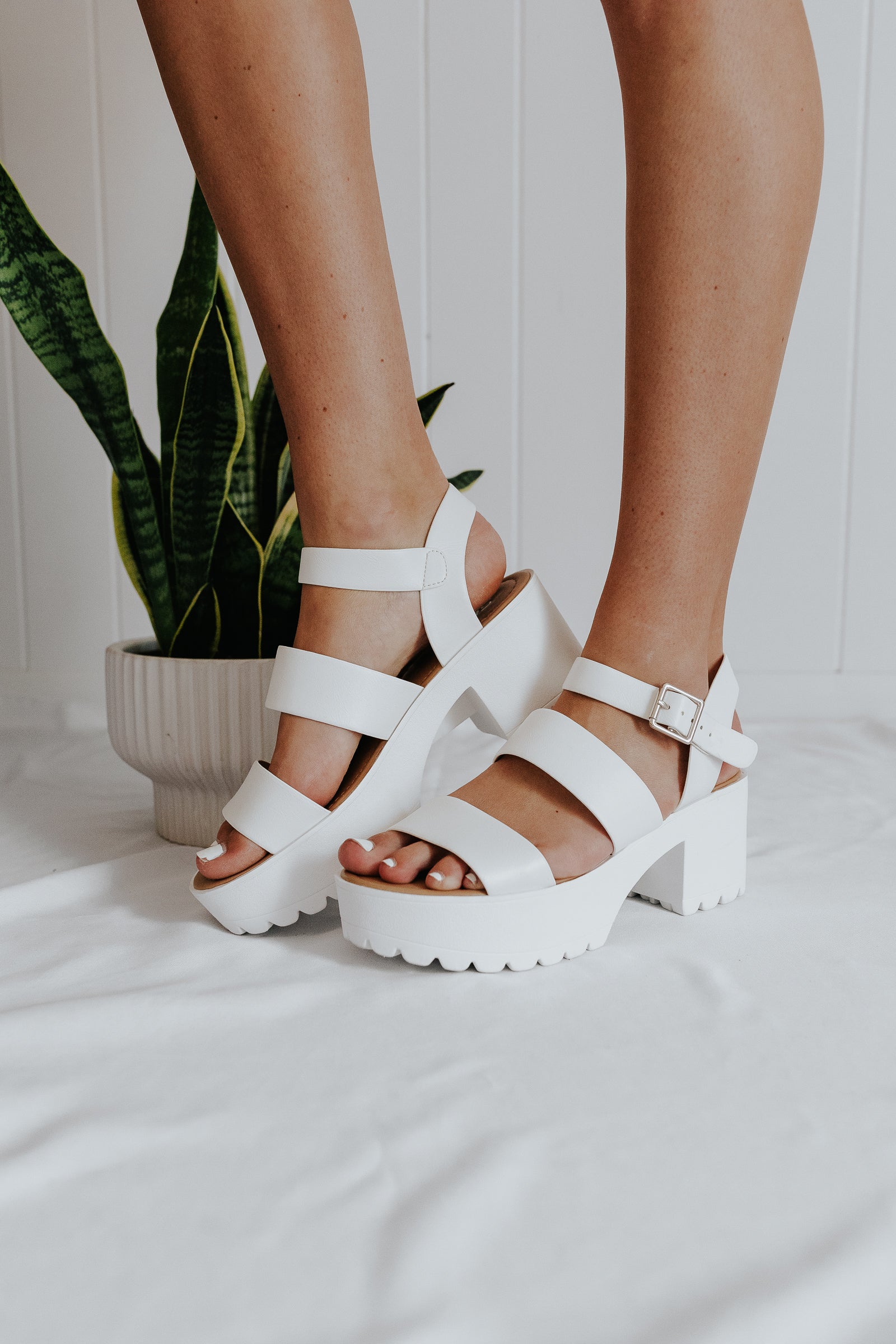 white platform sandals