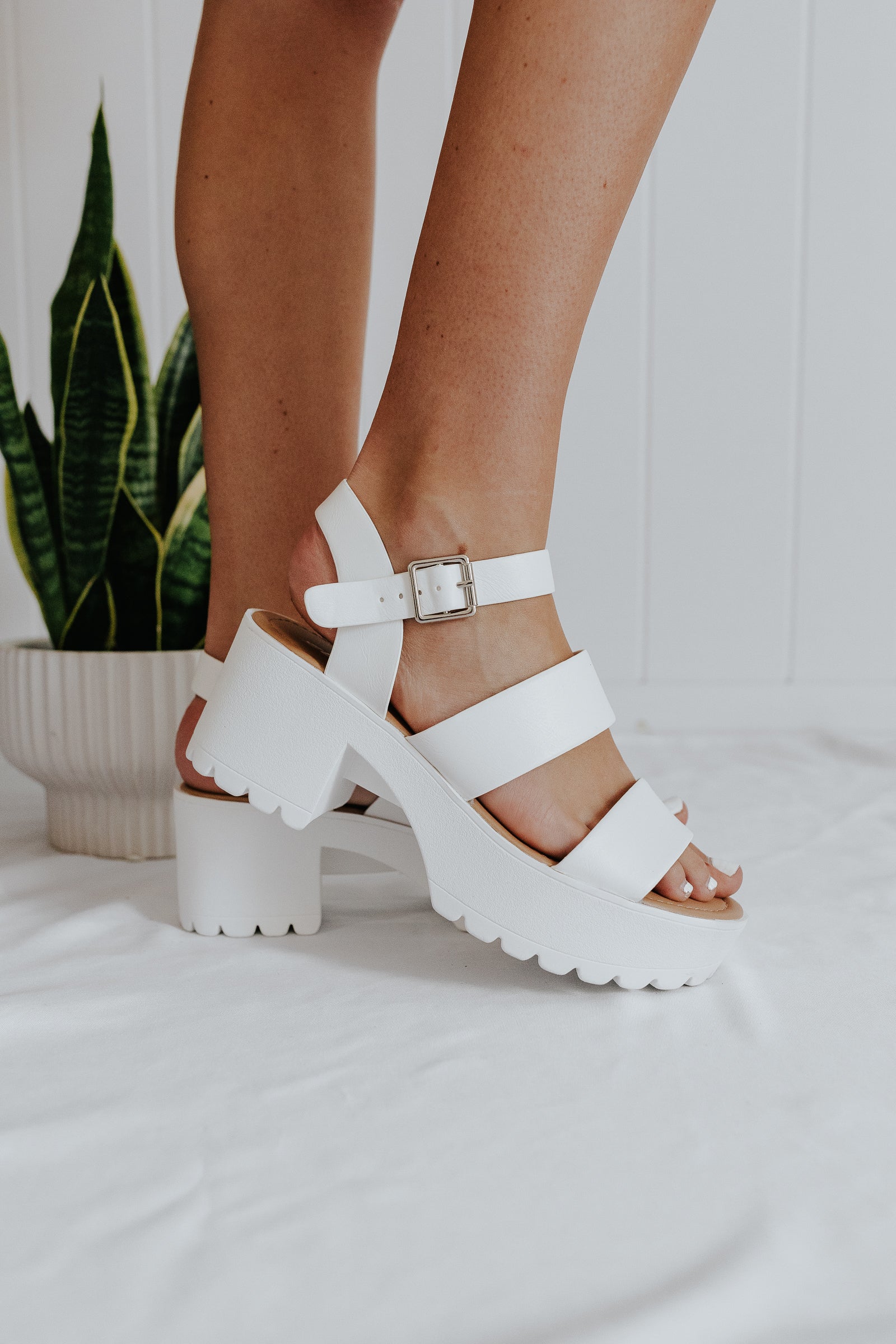 white platform sandals