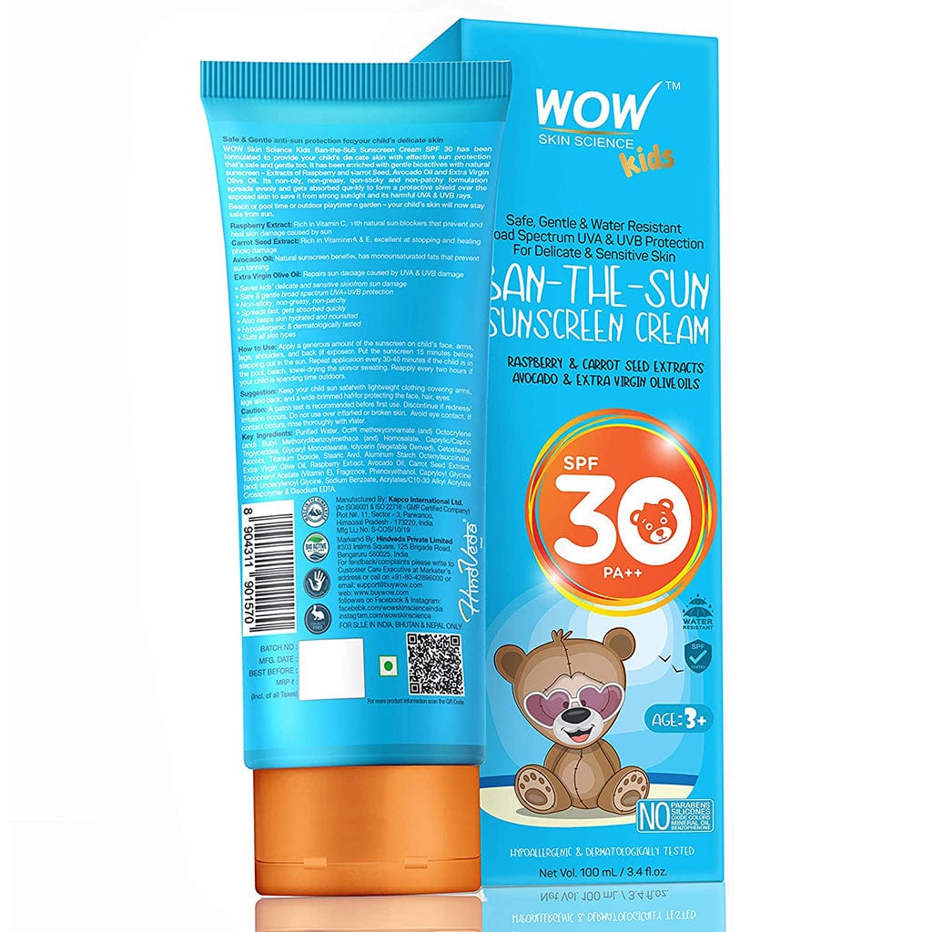 Kids Ban-The-Sun Sunscreen Cream Spf 30 Pa++ - No Parabens, Silicones, Oxide Color, Mineral Oil and Benzophenone - 100 ml