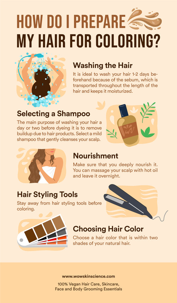 How should you prepare the hair for coloring