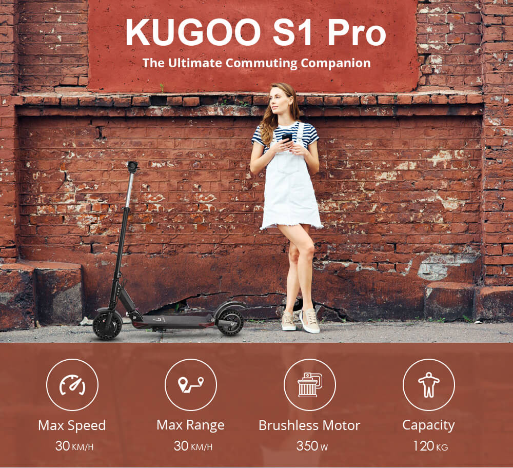 KUGOO S1(S3) Pro Foldable Electric Scooter - 350W Motor & 7.5Ah