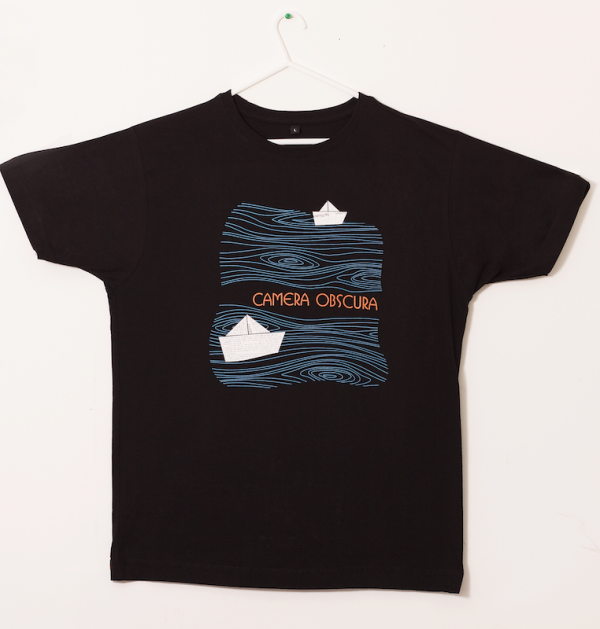 Mens Black 'Paper Boat' t-shirt