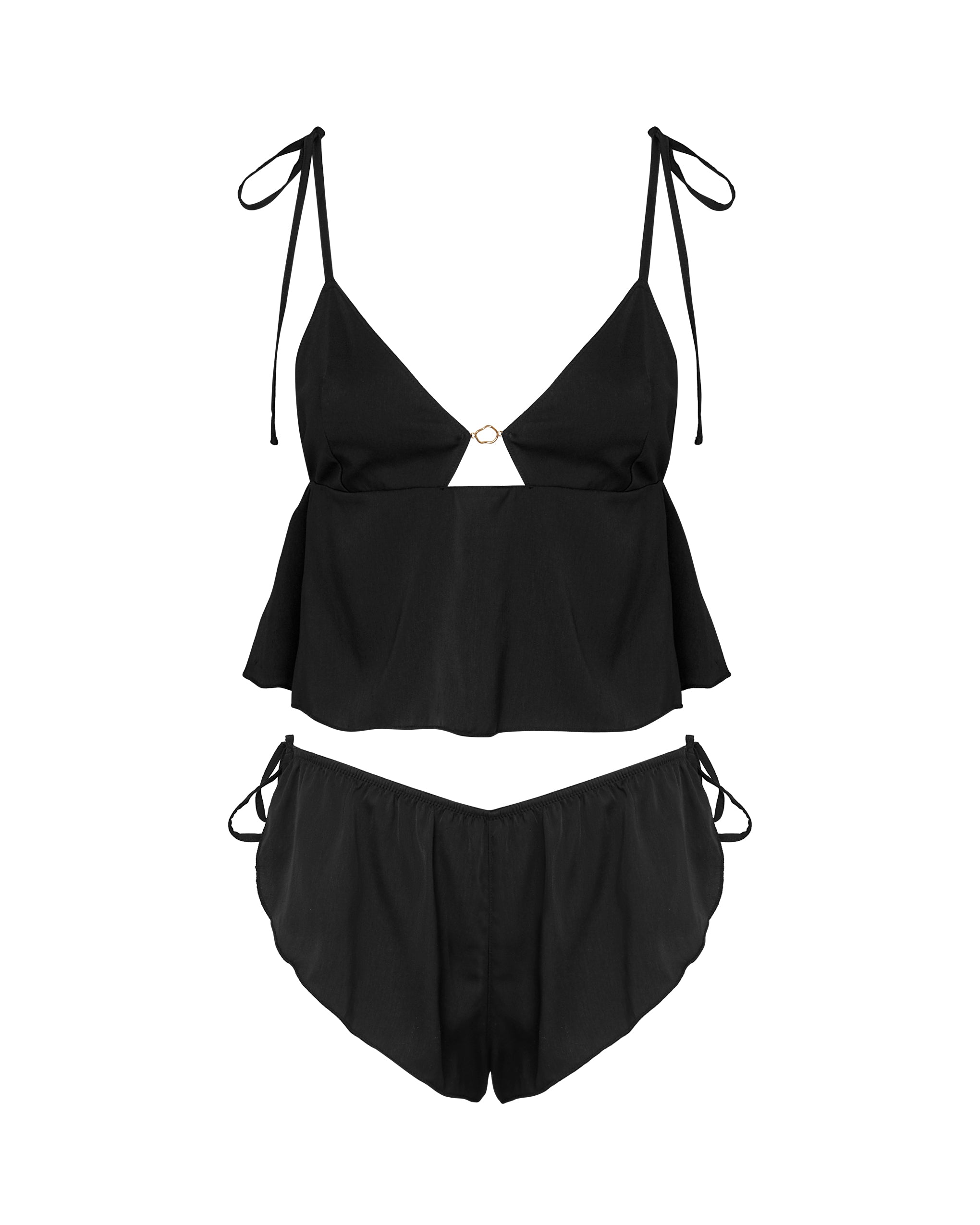 nicole luxury satin cami and short set black