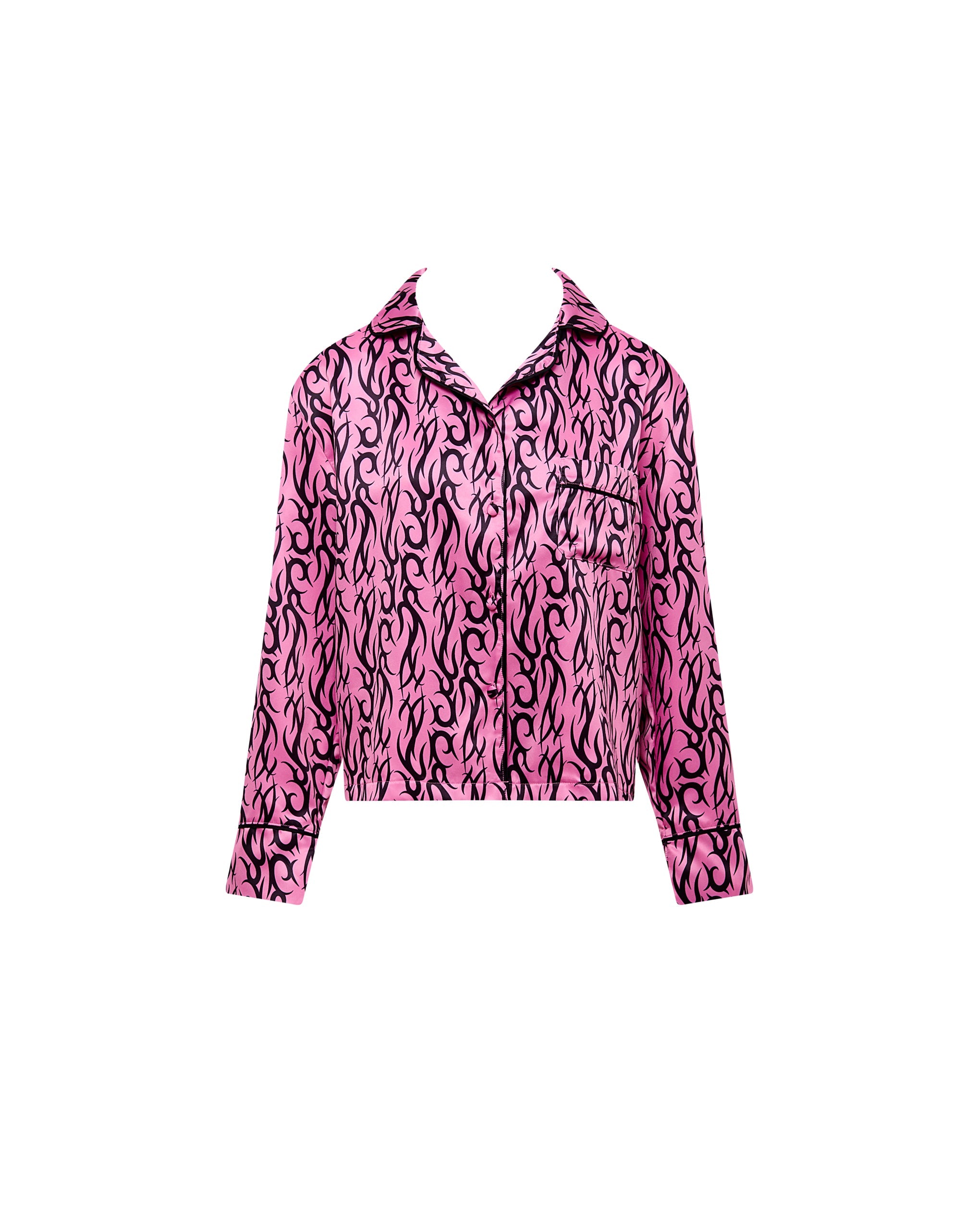 bb x ashley williams tattoo print luxury satin shirt