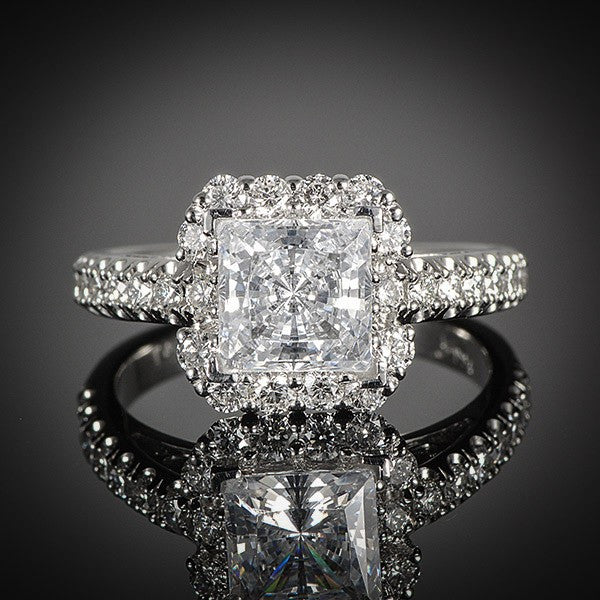 Flawless Collection Emerald Cut Hidden Halo Solitaire Engagement Ring  51156-E - Flawless Diamonds