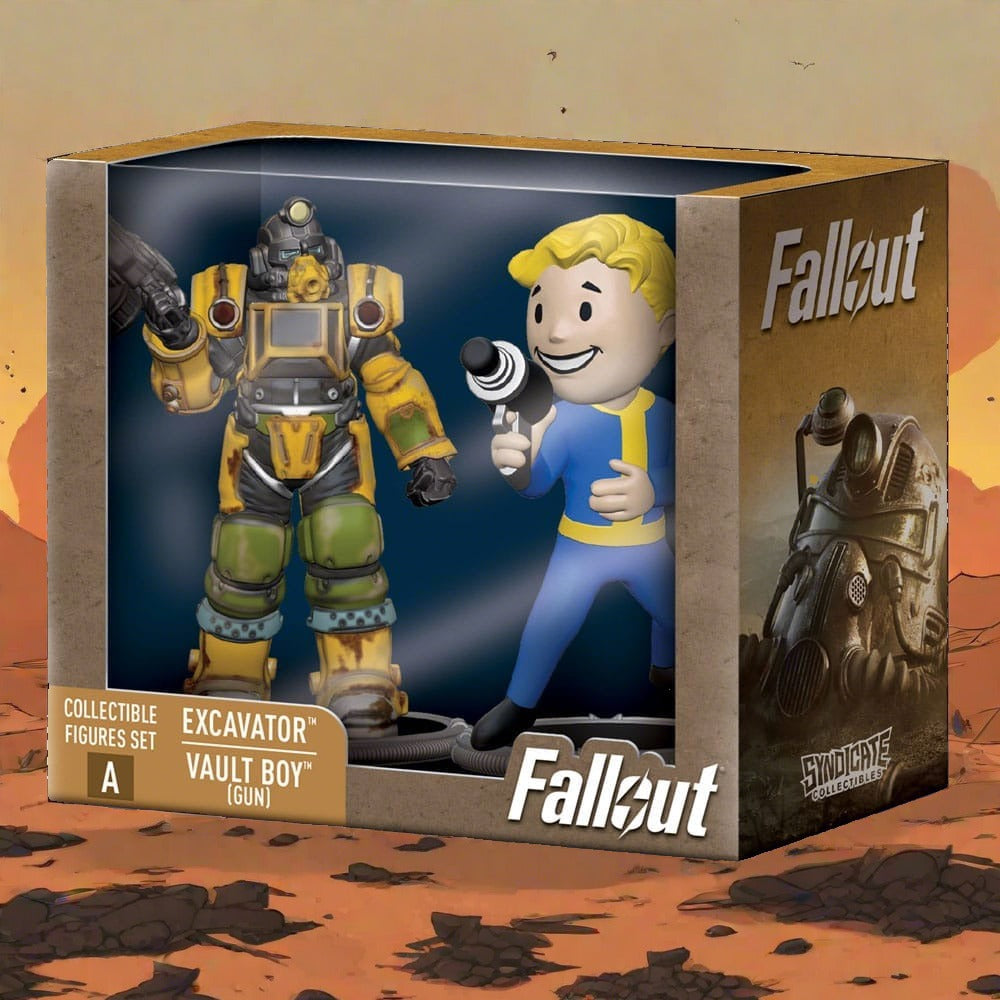 Fallout Mini Figures 2-Pack Set A Excavator & Vault Boy (Gun) 7 cm