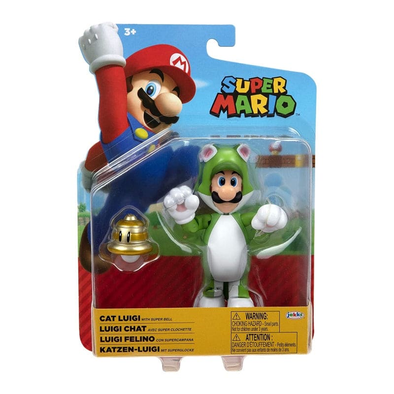 Official Nintendo Super Mario Cat Luigi With Super Bell 10cm 4 Figu Just Geek