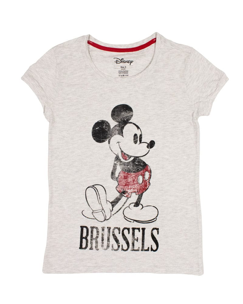 Official Disney Mickey Mouse Grey Brussels Women's  T-Shirts