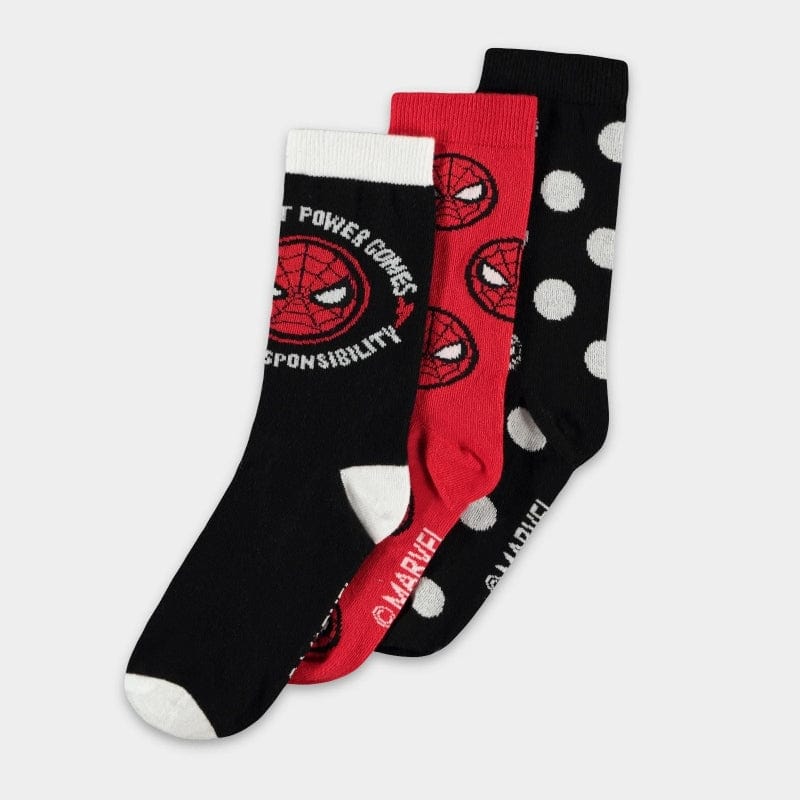 Official Marvel Spider-Man Crew Socks (3 Pairs) - (UK 6-8 EU 39/42)