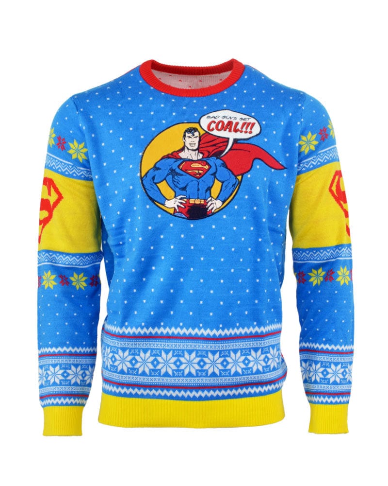 Official Superman 'Bad Guys Get Coal' Christmas Jumper / Ugly Sweater