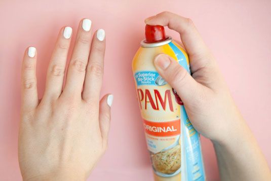 quick dry nails using cooking spray