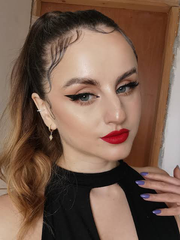 Classic Red Lips and Winged Eyeliner