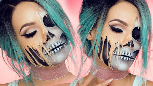 melting skull halloween makeup scarey