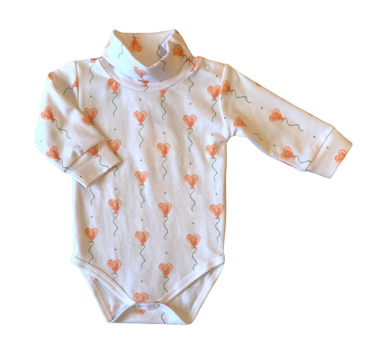 White Heart Balloon Turtleneck Onesie