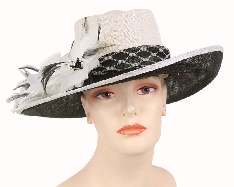 Sinamay Derby Hats Church Hats for Women in Off White/Black - 1502