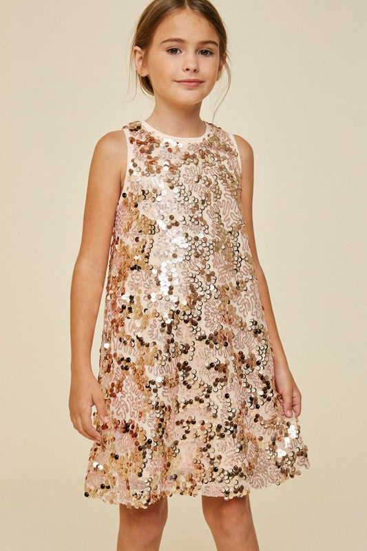 girls rose gold sequin dress