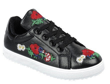 Awesome Black Rose Kids Sneaker Shoes