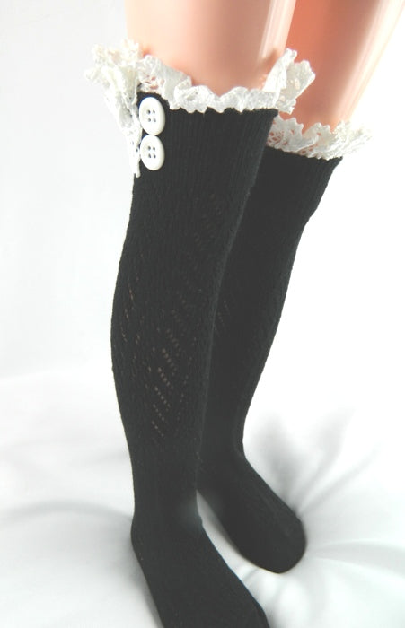 white lace boot socks