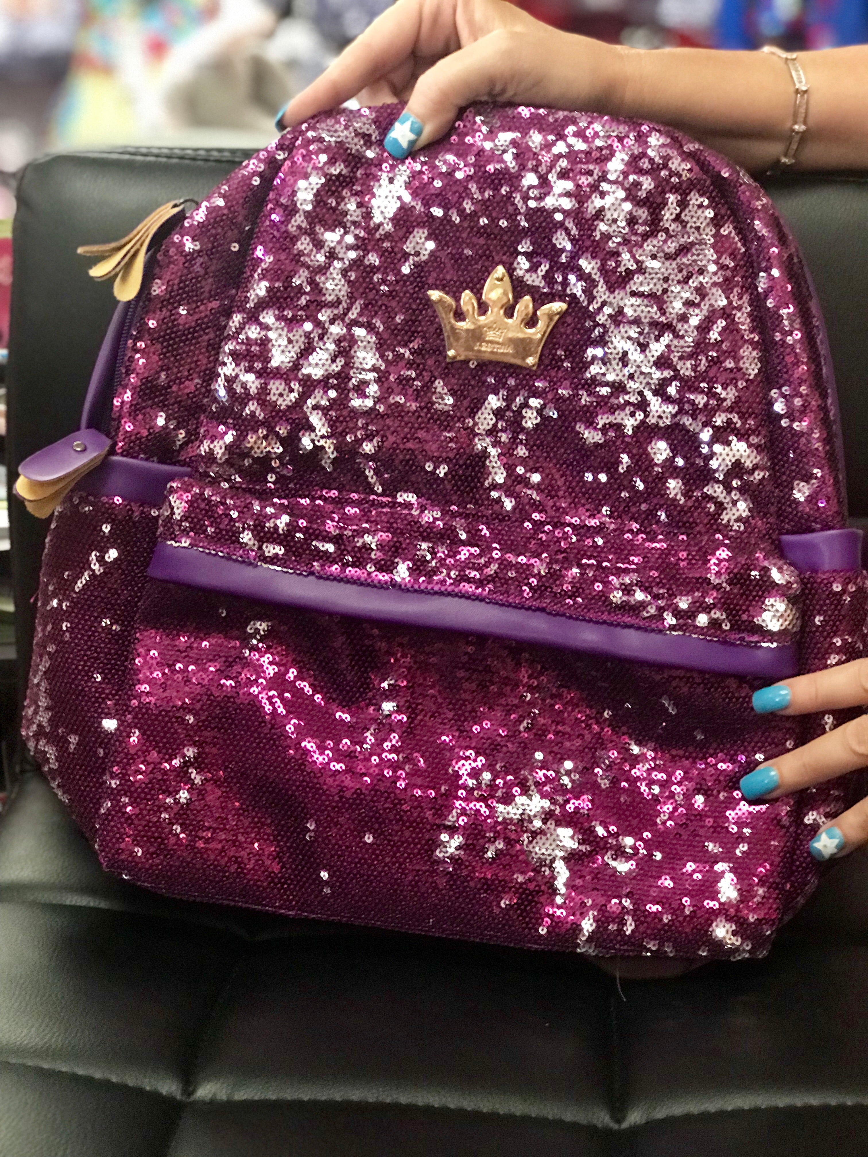 purple sequin backpack