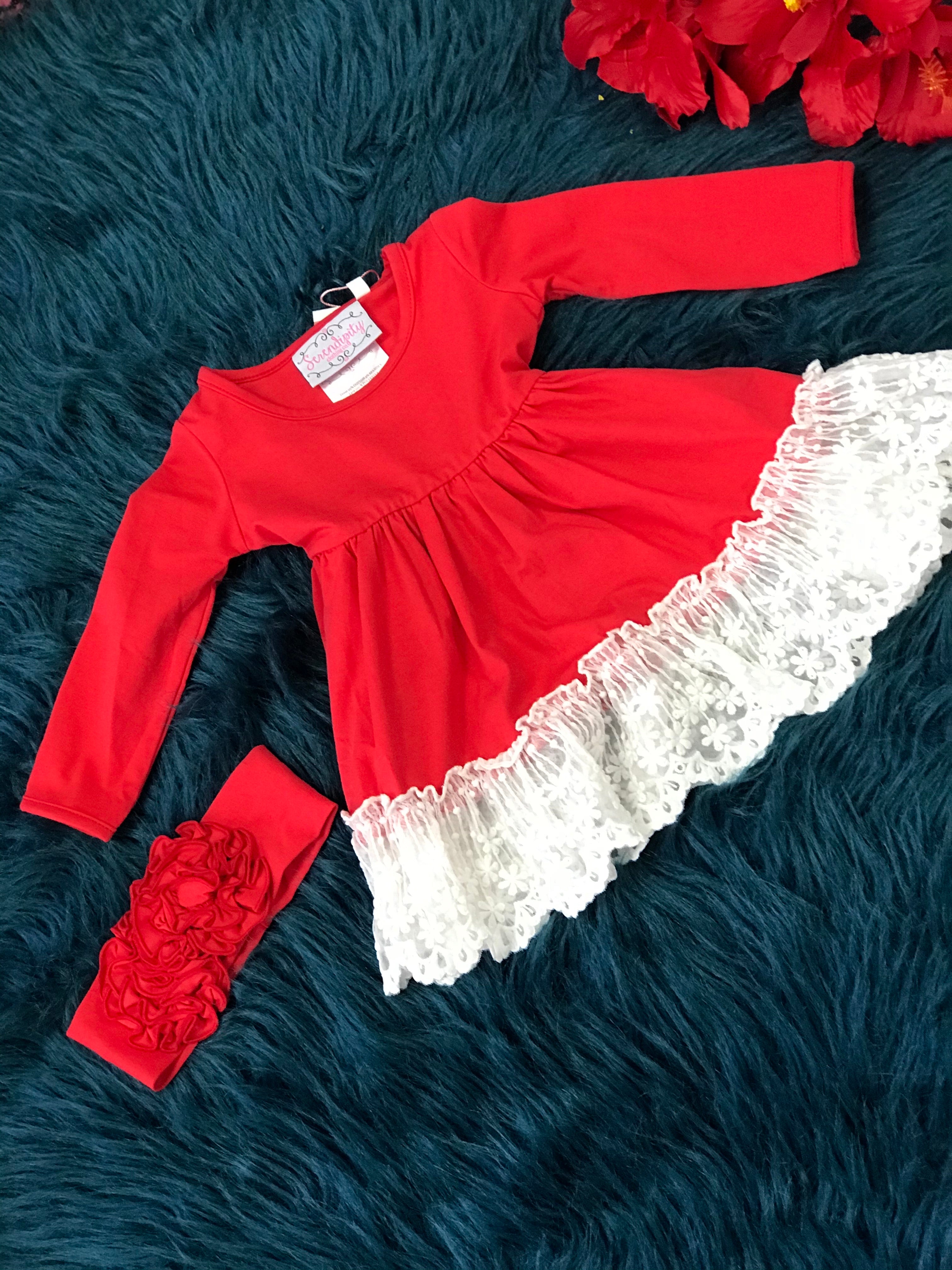 red lace swing dress