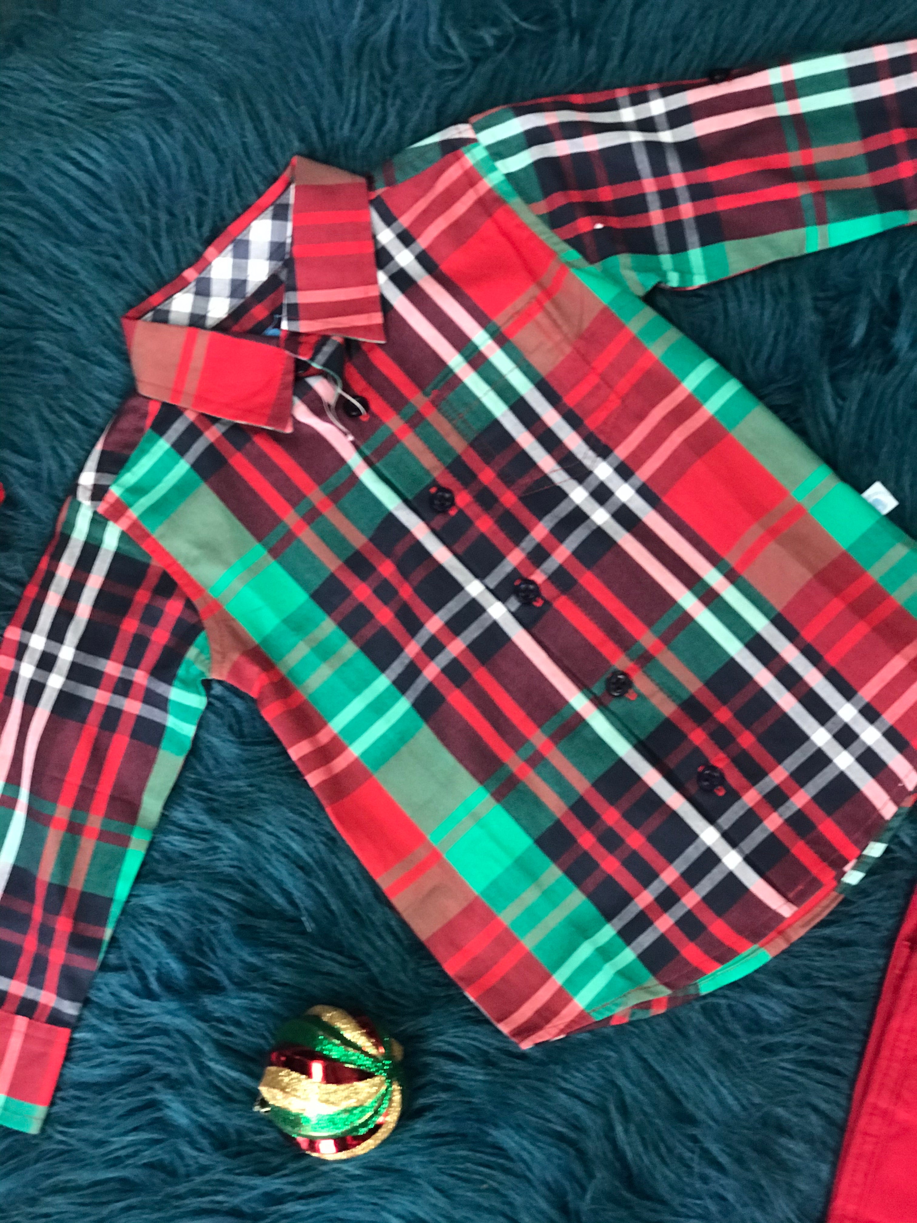 red and green christmas shirt