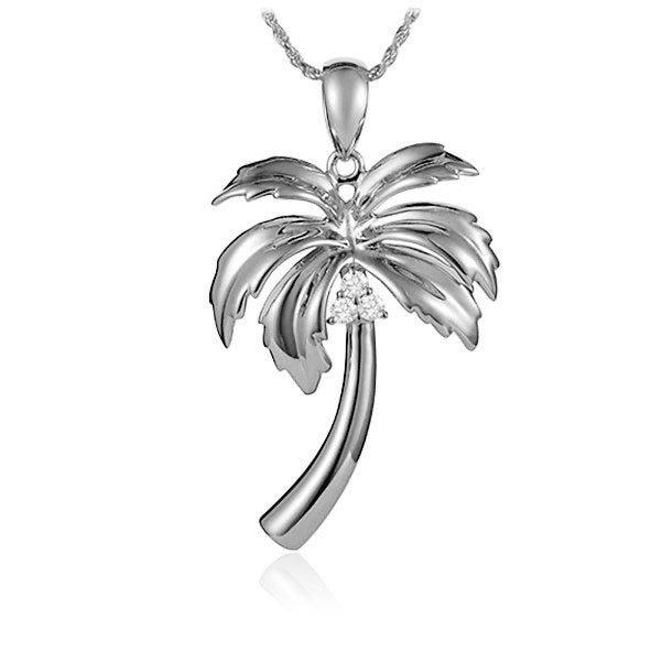 silver palm tree necklace