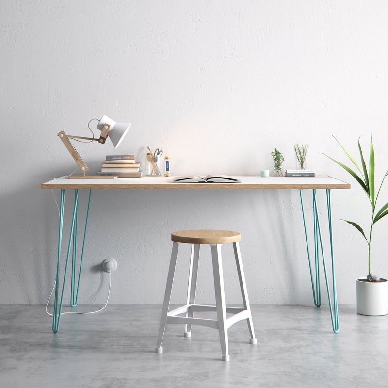 white hairpin table legs