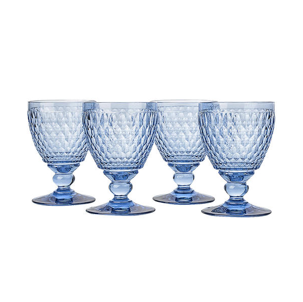 Villeroy and Boch, Boston Blue Crystal Stemware Pitcher, Claret and Double  Old Fashioned Glasses. 