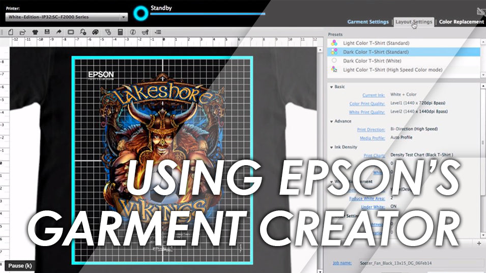 Printing with the Epson Garment Creator Software