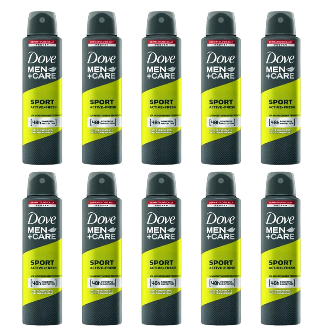 Dove Deodorant Body Spray Men Care Sport 5.07oz - 10 Pack