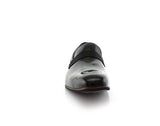Black patent leather Slip on loafer men's fashion shoes front view