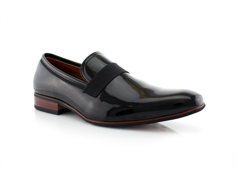 Black patent leather Slip on loafer men's fashion shoes 