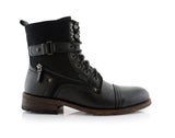 Black Men's Fashion Riding Combat/ Motorcycle Boots | Zipper and Lace Closure | Asher | Conal Footwear | Side View