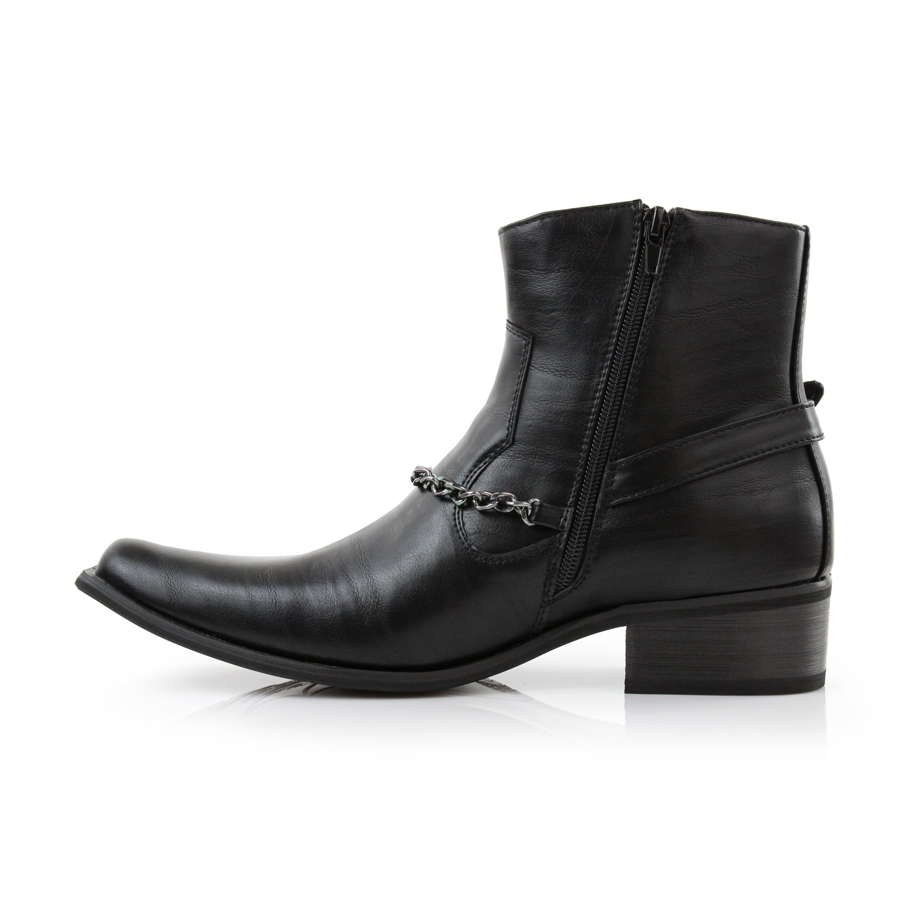 Faux Suede Cowboy Boots | REYES in Black | Ferro Aldo Chain Strap Shoes ...