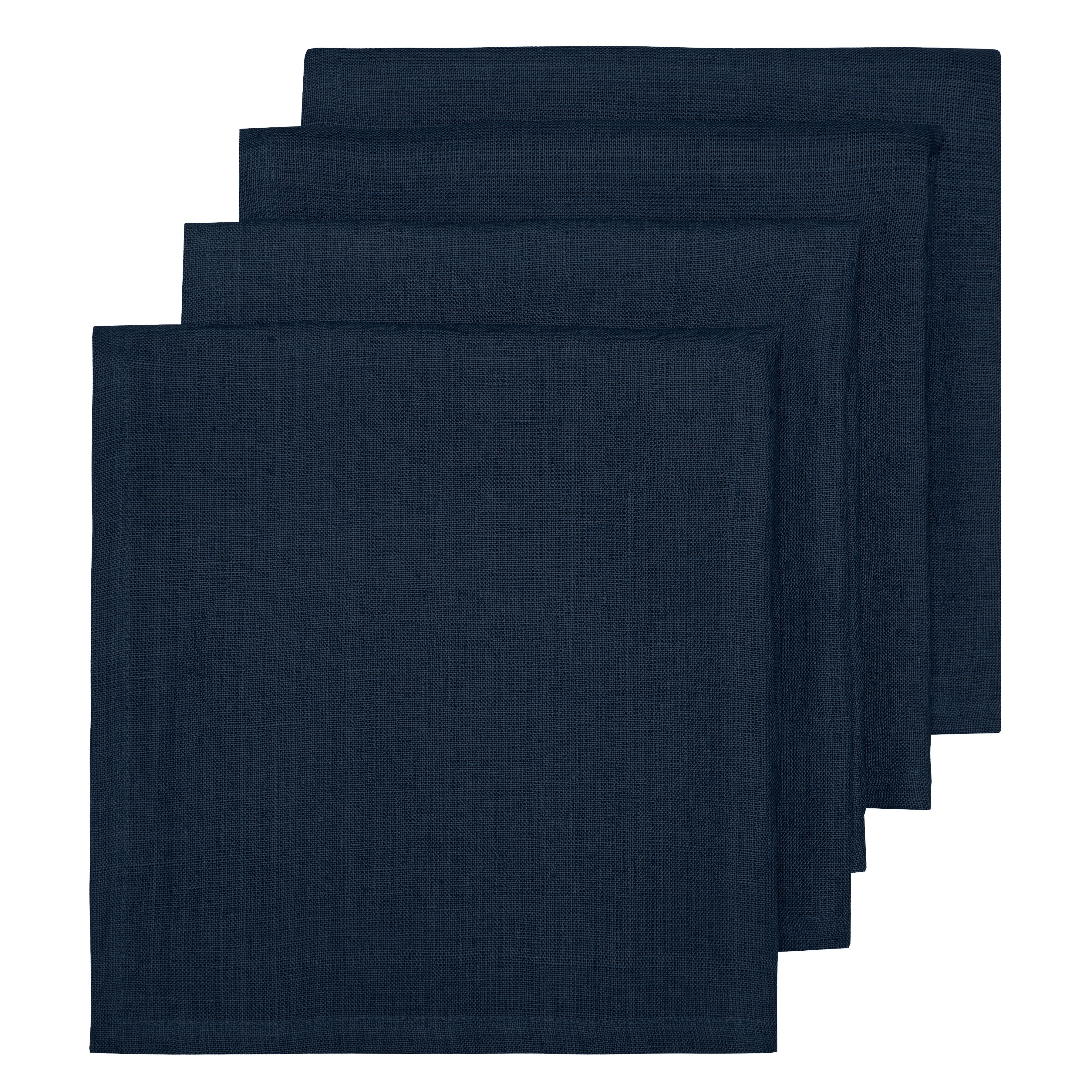 All Cotton and Linen Hemstitch Napkins - 20x20 Navy Blue, Set of 6 Navy Blue Napkins