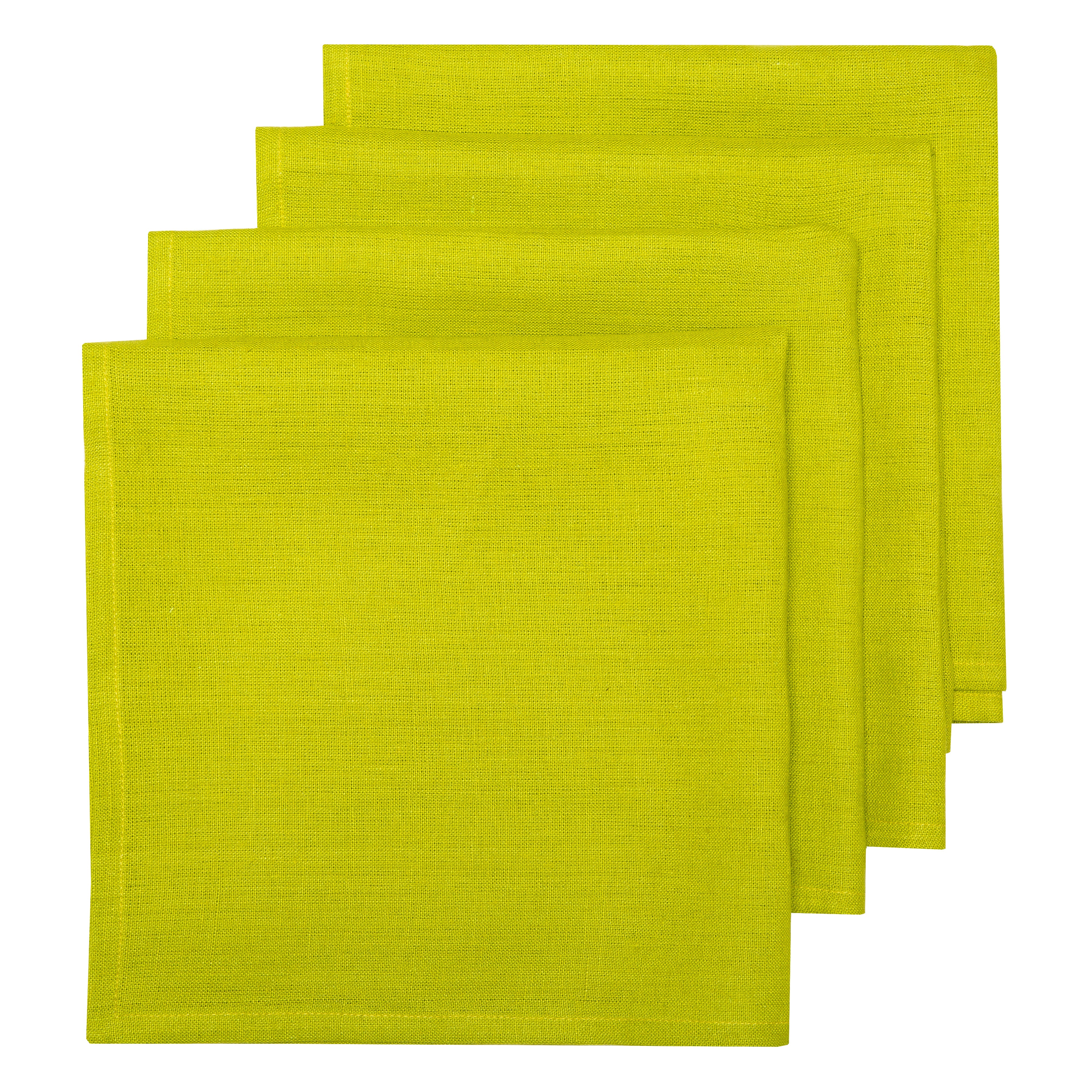 All About Blanks Lime Green Hemstitched Linen 21x21 Napkins - 212