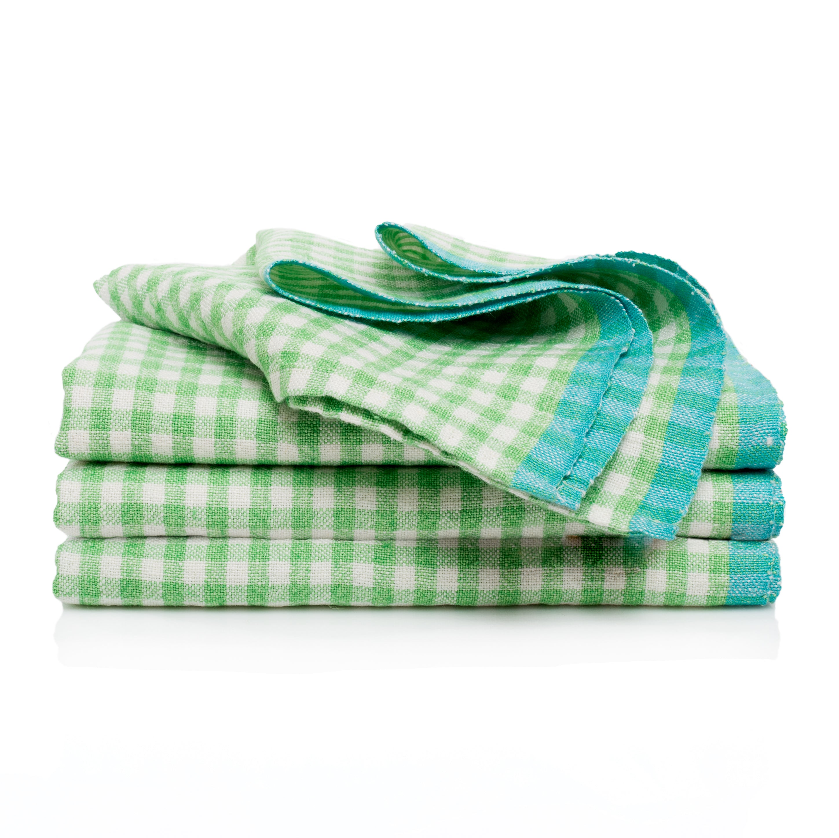 Caravan Gingham Towels - Set of 2 - Lime/Aqua