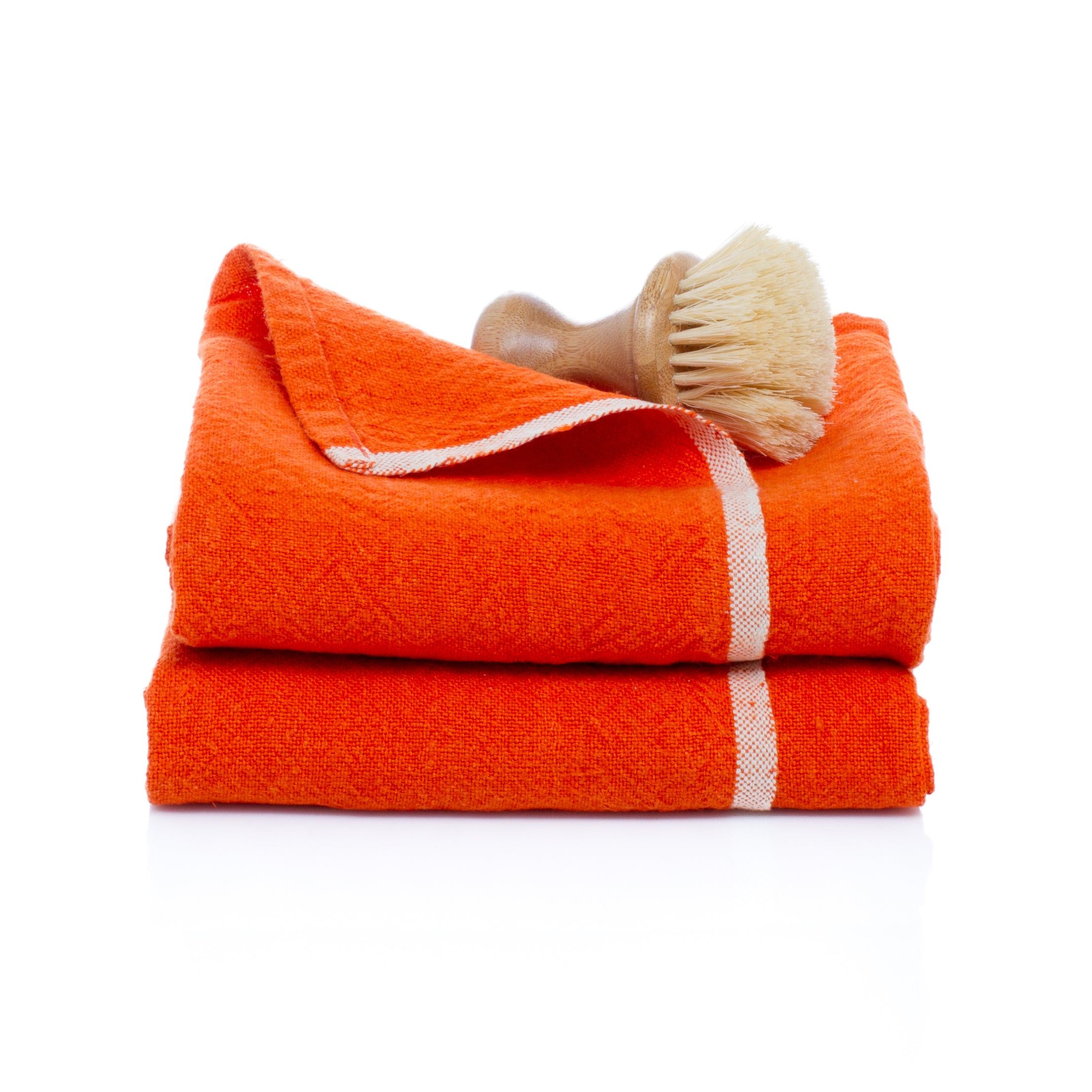 Orange Striped Linen Tea Towels, Set of 2 - Hudson Grace