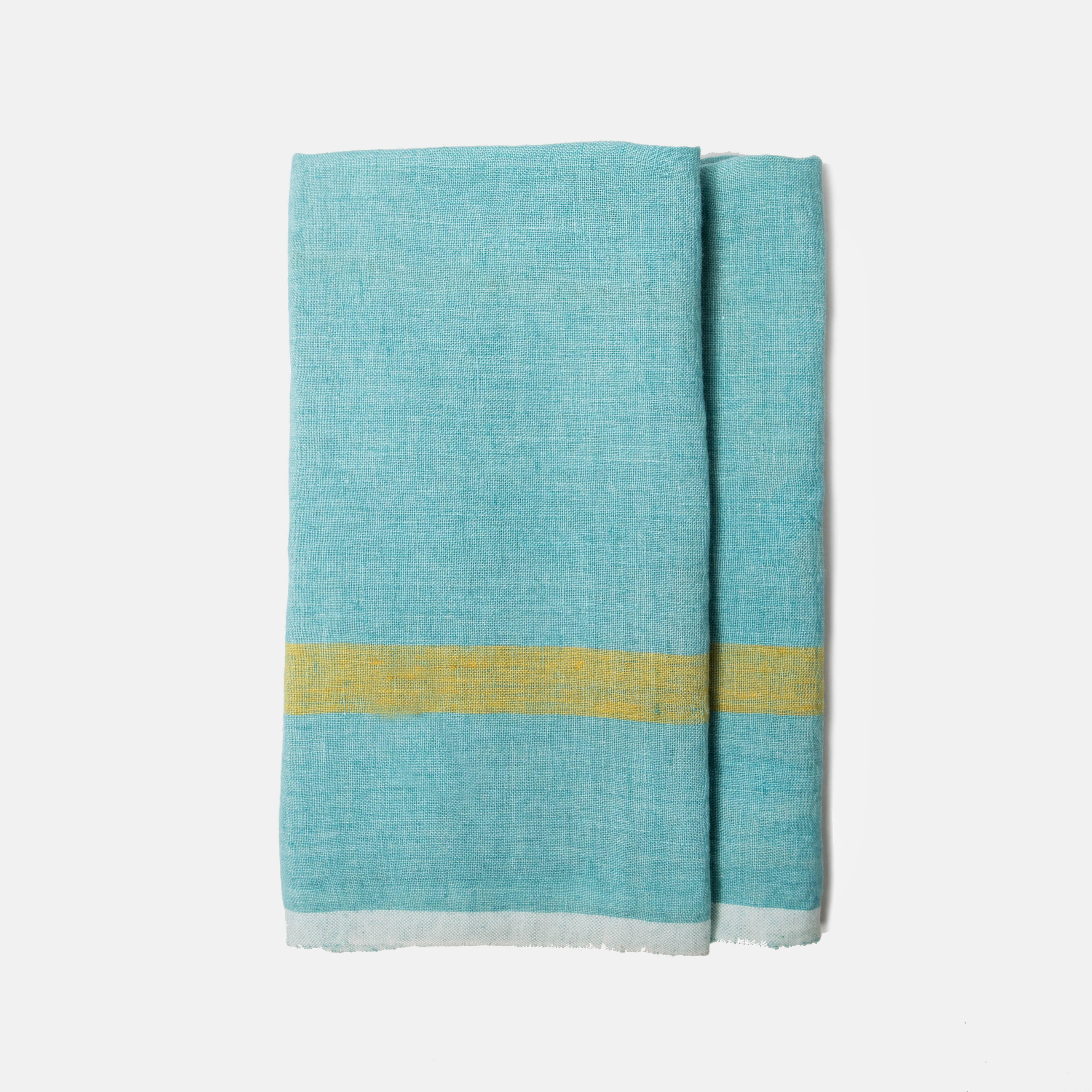 Teal Blue and Pale Mint Napkins Set Linen Napkins Set 