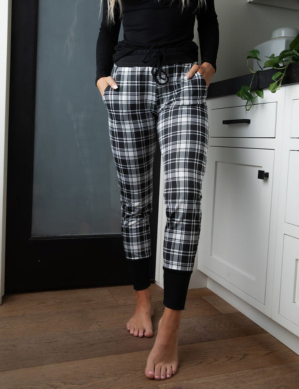 SA Exclusive Black and White Plaid Joggers