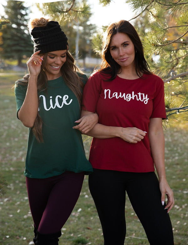 Naughty and Nice Graphic Tee Combination