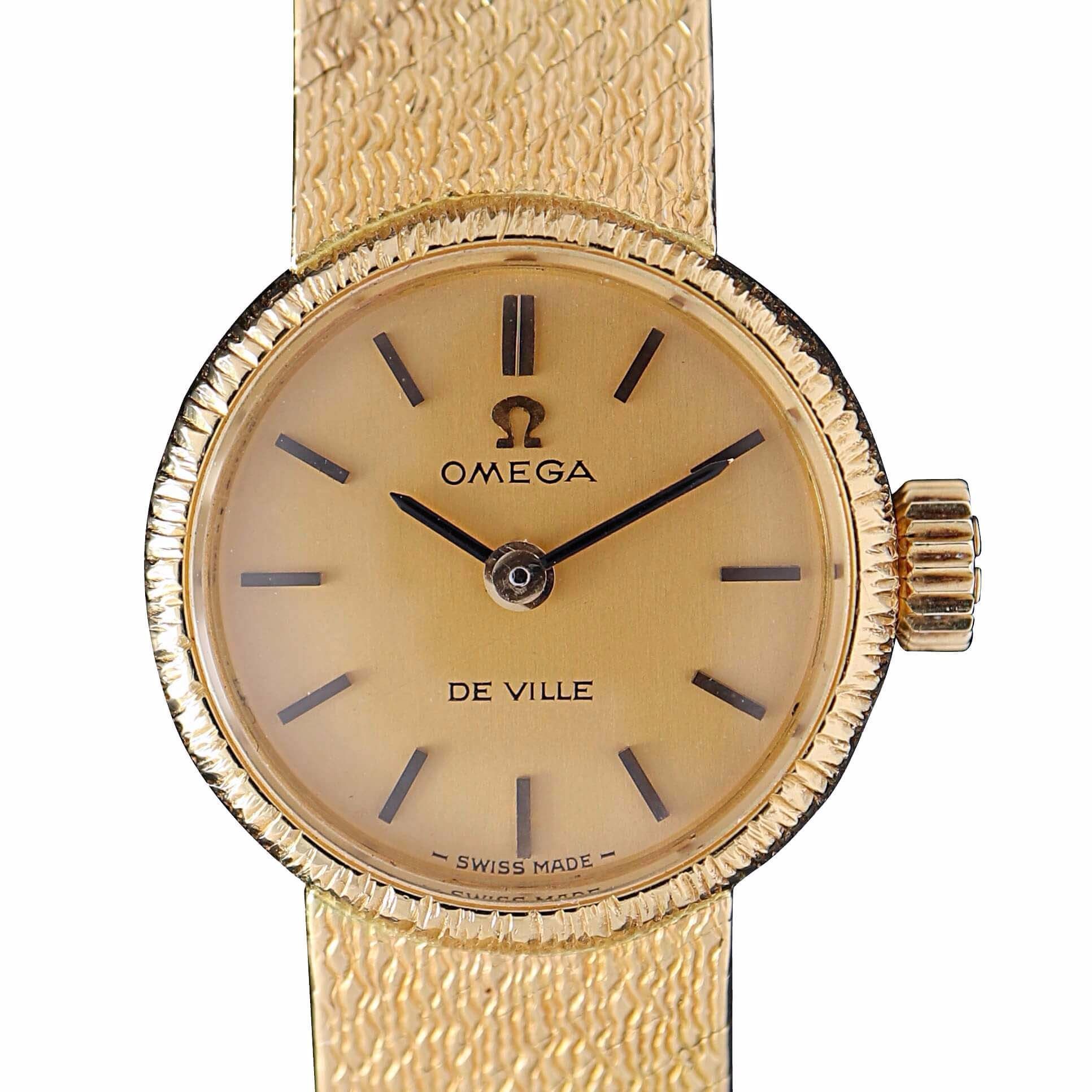 omega deville 18ct gold ladies watch