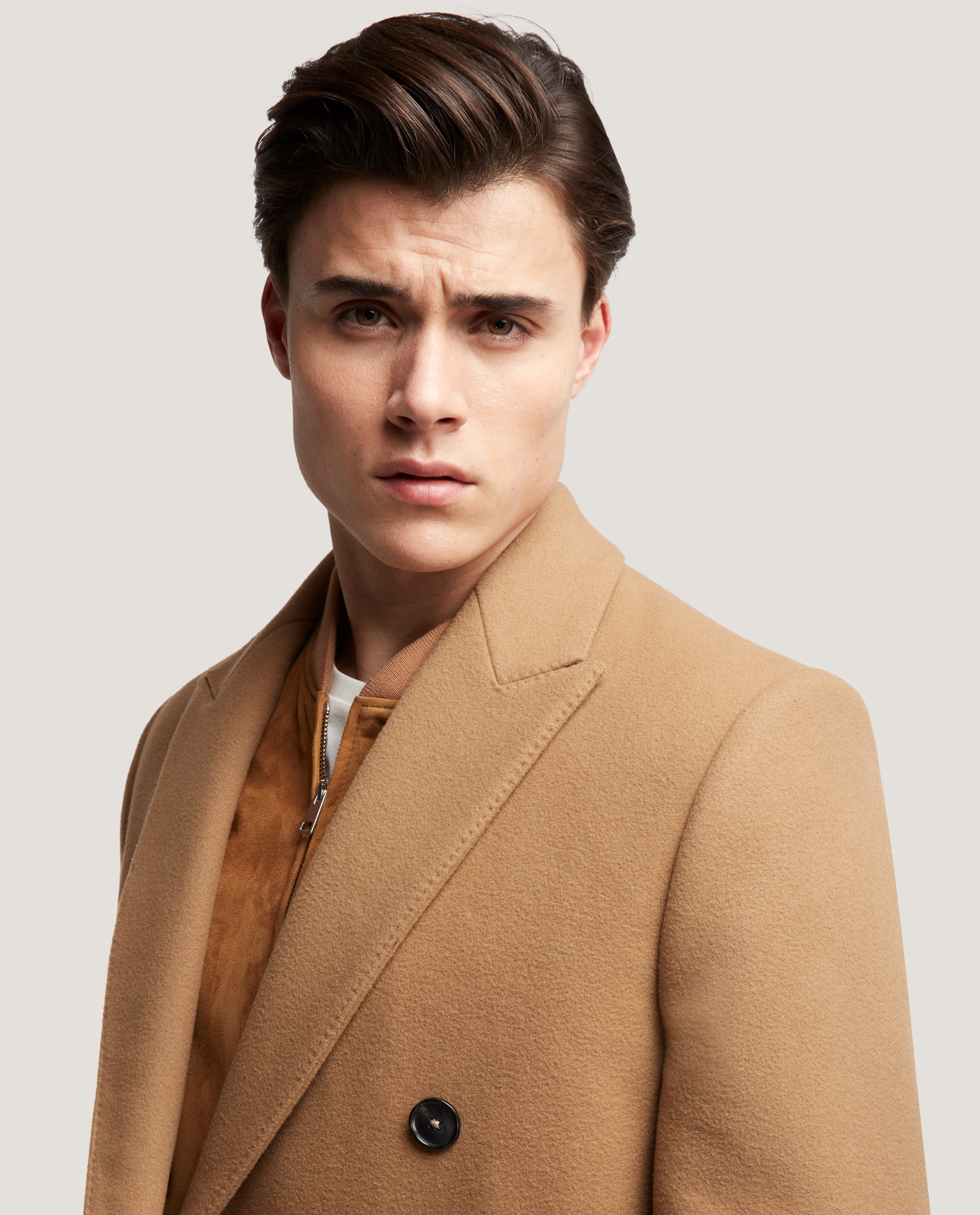 Ives Double Breasted Wool Overcoat Camel Salle Privee