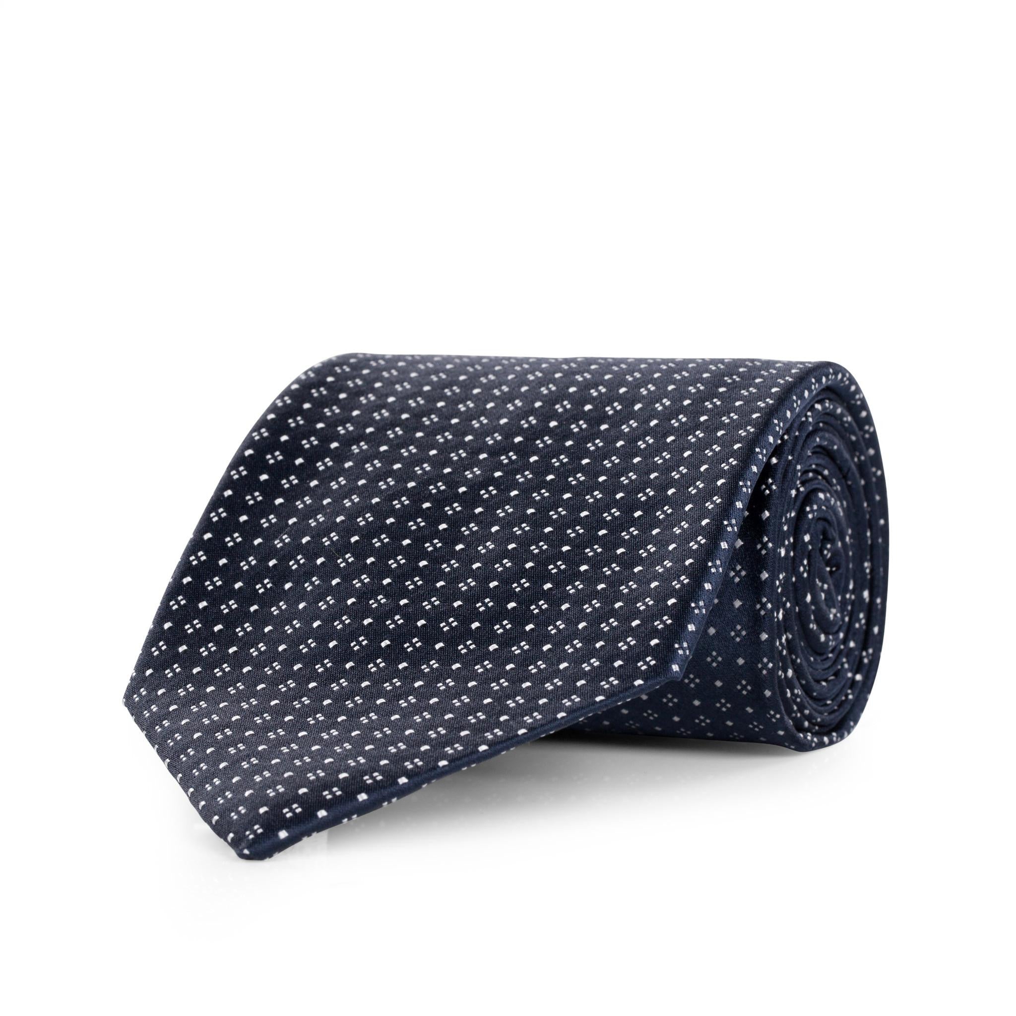 RAFF Silk tie | Night blue w/ dotted motif – SALLE PRIVÉE