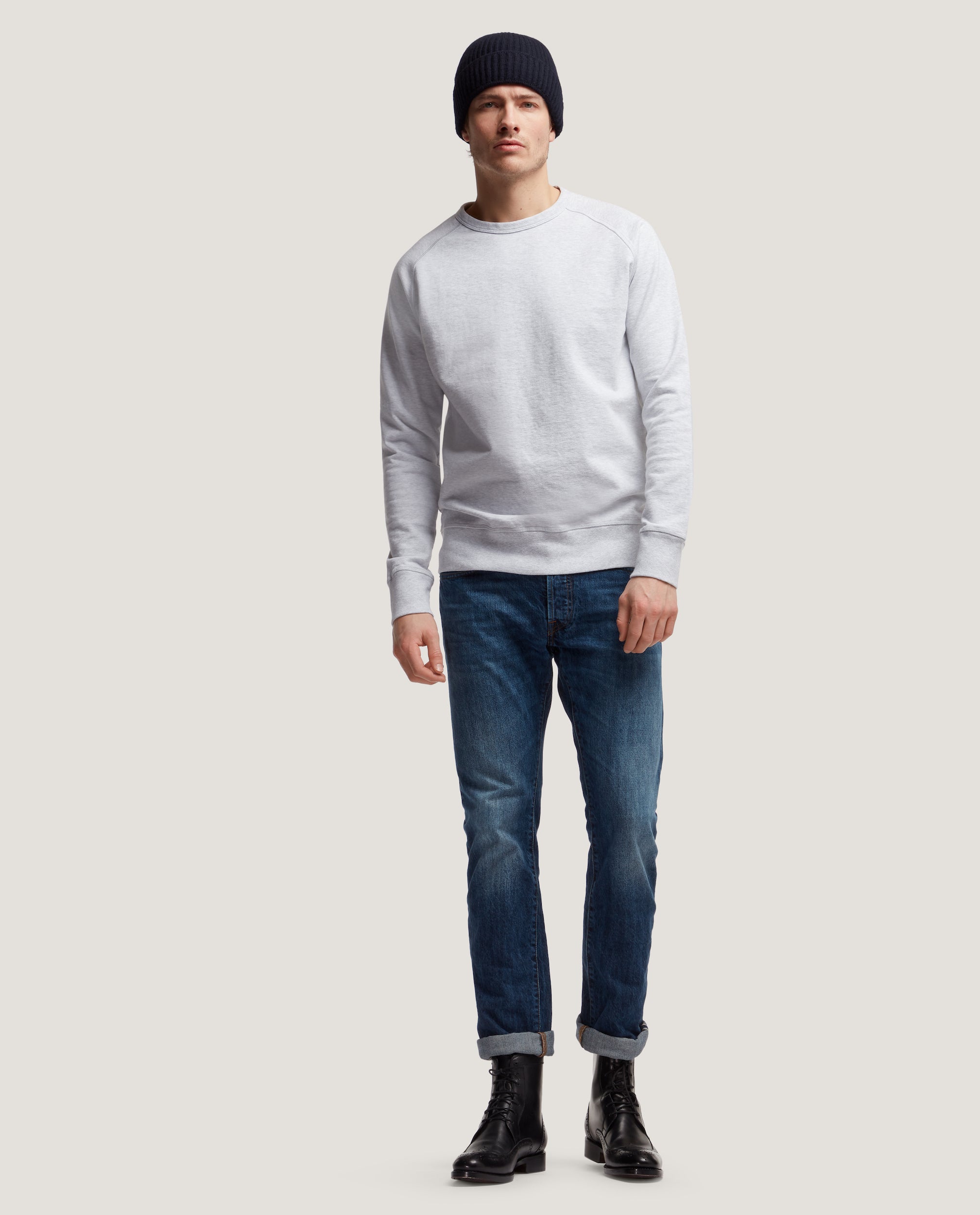 COLE Cotton sweatshirt | Raglan sleeves | Grey Melange – SALLE PRIVÉE