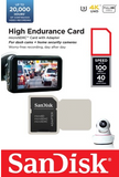 SDSQQNR High Endurance UHS-I C10 U3 V30 4K R100/W40 MicroSD Card w/Adapter