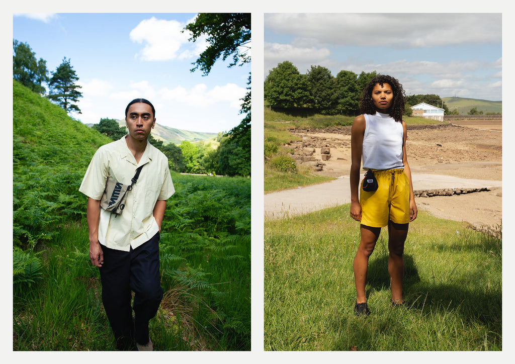 Models wearing WAWWA at Dovestone Resevoir