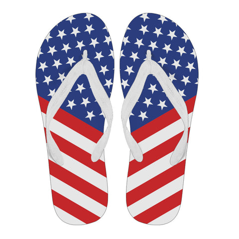 red white and blue flip flops