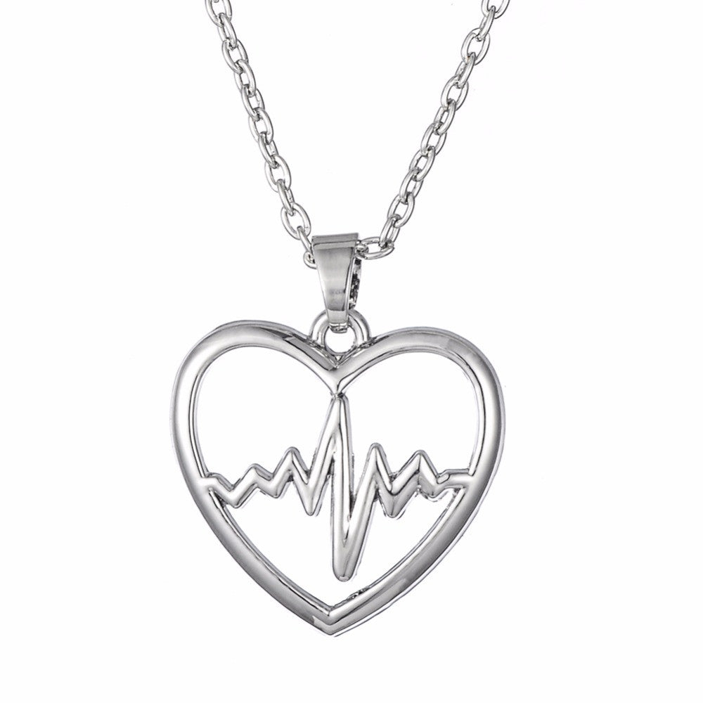 heart with heartbeat necklace